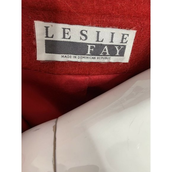 Vtg Leslie Fay Womens M/L Red Mohair Trench Coat Buttoned Front Pockets … - Picture 2 of 9